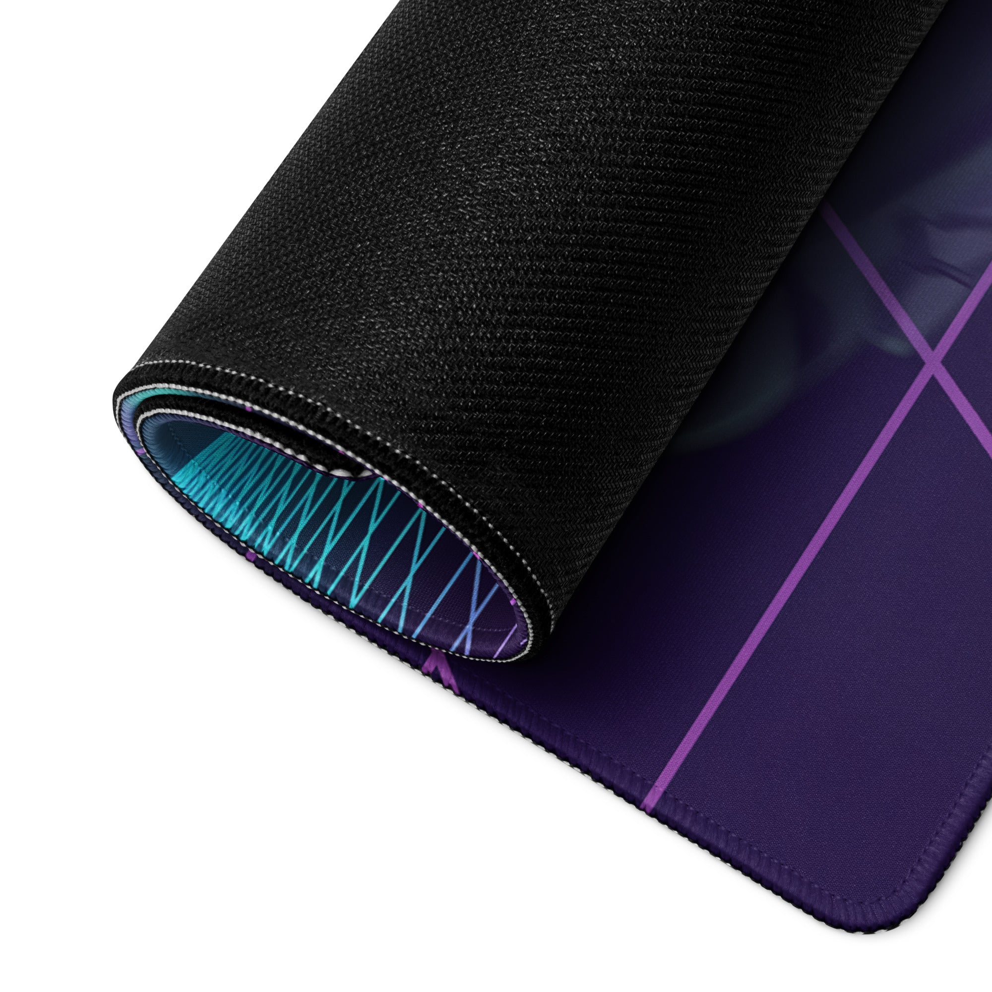 Lamborghini Essenza SCV12 Inspired Black Purple Vaporwave Gaming Mouse Pad – Neon Synthwave Grid Desk Mat with Retro Sunset and Track Hypercar Art
