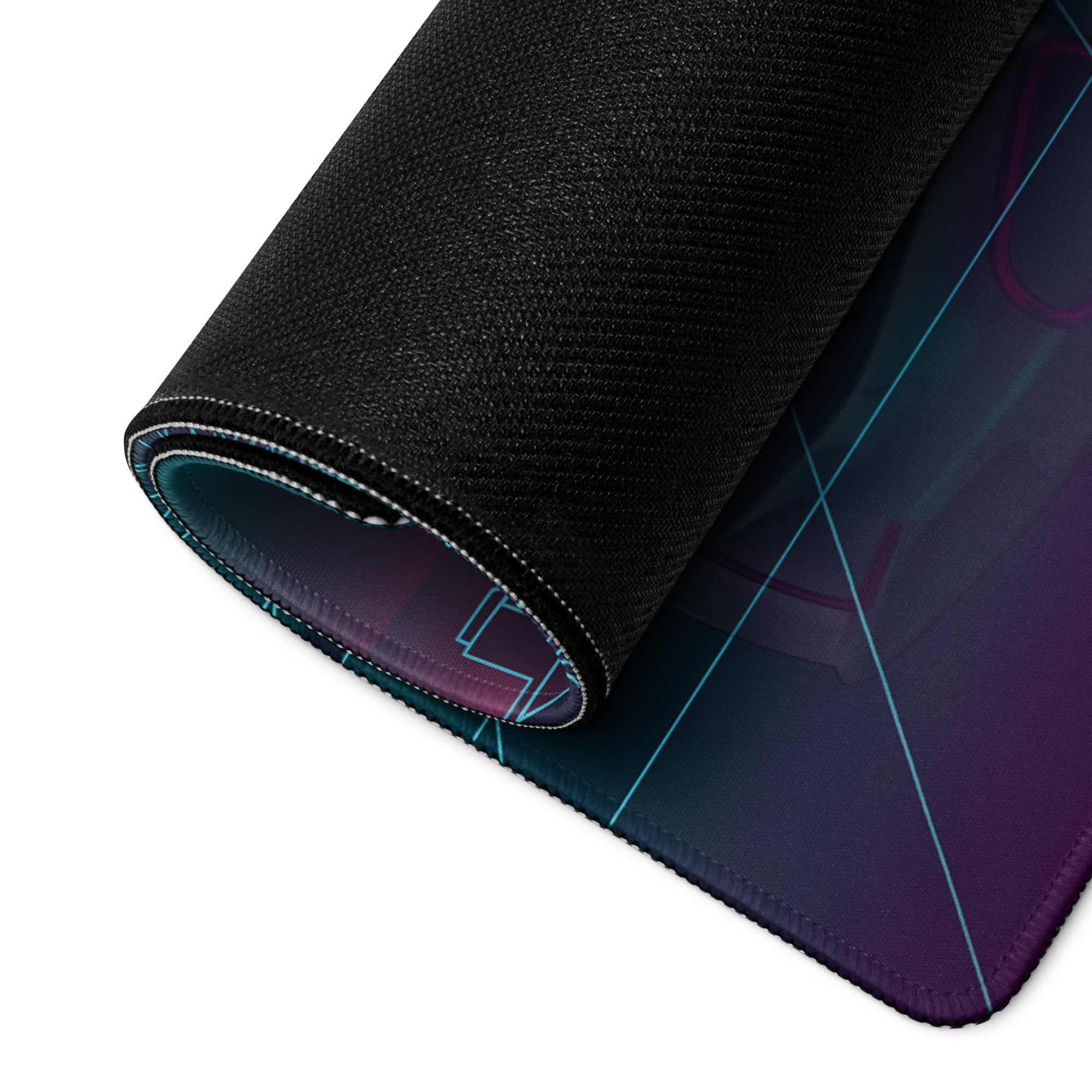 Lotus Evija Inspired Silver Teal Vaporwave Gaming Mouse Pad – Neon Retro Futuristic City Grid Desk Mat with Synthwave Sunset Cyberpunk Art