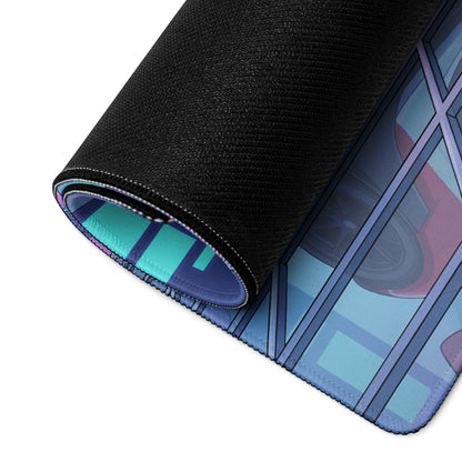 McLaren P1 GTR Inspired Red White Green Vaporwave Gaming Mouse Pad – Neon Retro Futuristic City Desk Mat with Synthwave Sunset and Crystal Art
