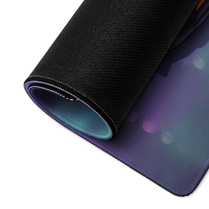 McLaren Formula 1 Car Inspired Orange Blue Vaporwave Gaming Mouse Pad – Neon City Racing Desk Mat with Retro Futuristic Synthwave Motorsport Art