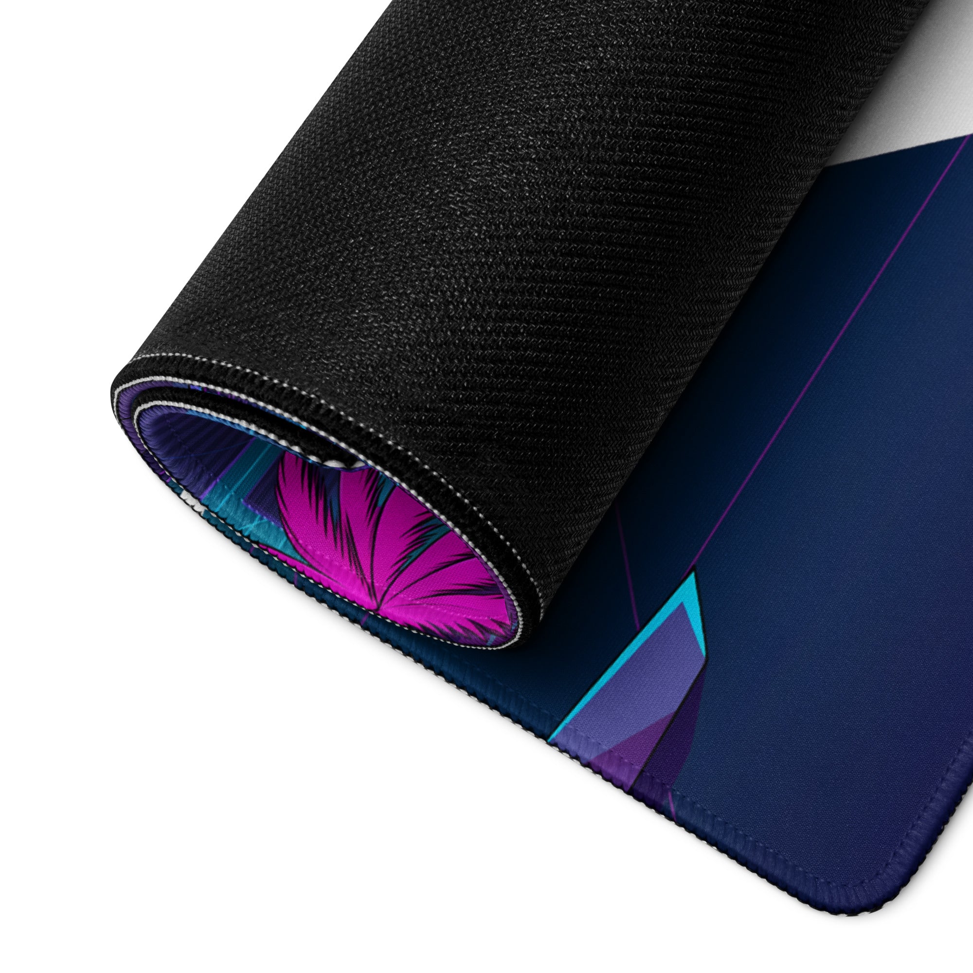 Lamborghini Huracán Inspired Red Pink Vaporwave Gaming Mouse Pad – Neon Synthwave Highway Desk Mat with Palm Trees, Retro Sunset and Cyberpunk City Art
