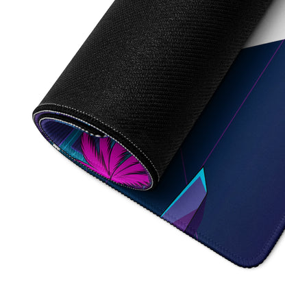 Lamborghini Huracán Inspired Red Pink Vaporwave Gaming Mouse Pad – Neon Synthwave Highway Desk Mat with Palm Trees, Retro Sunset and Cyberpunk City Art