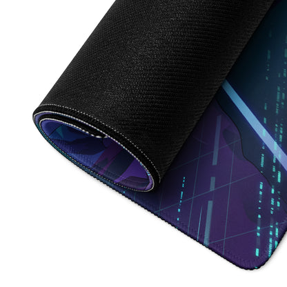 McLaren P1 Inspired Red Blue Vaporwave Gaming Mouse Pad – Neon Mountain Highway Supercar Desk Mat with Retro Futuristic Synthwave Racing Art