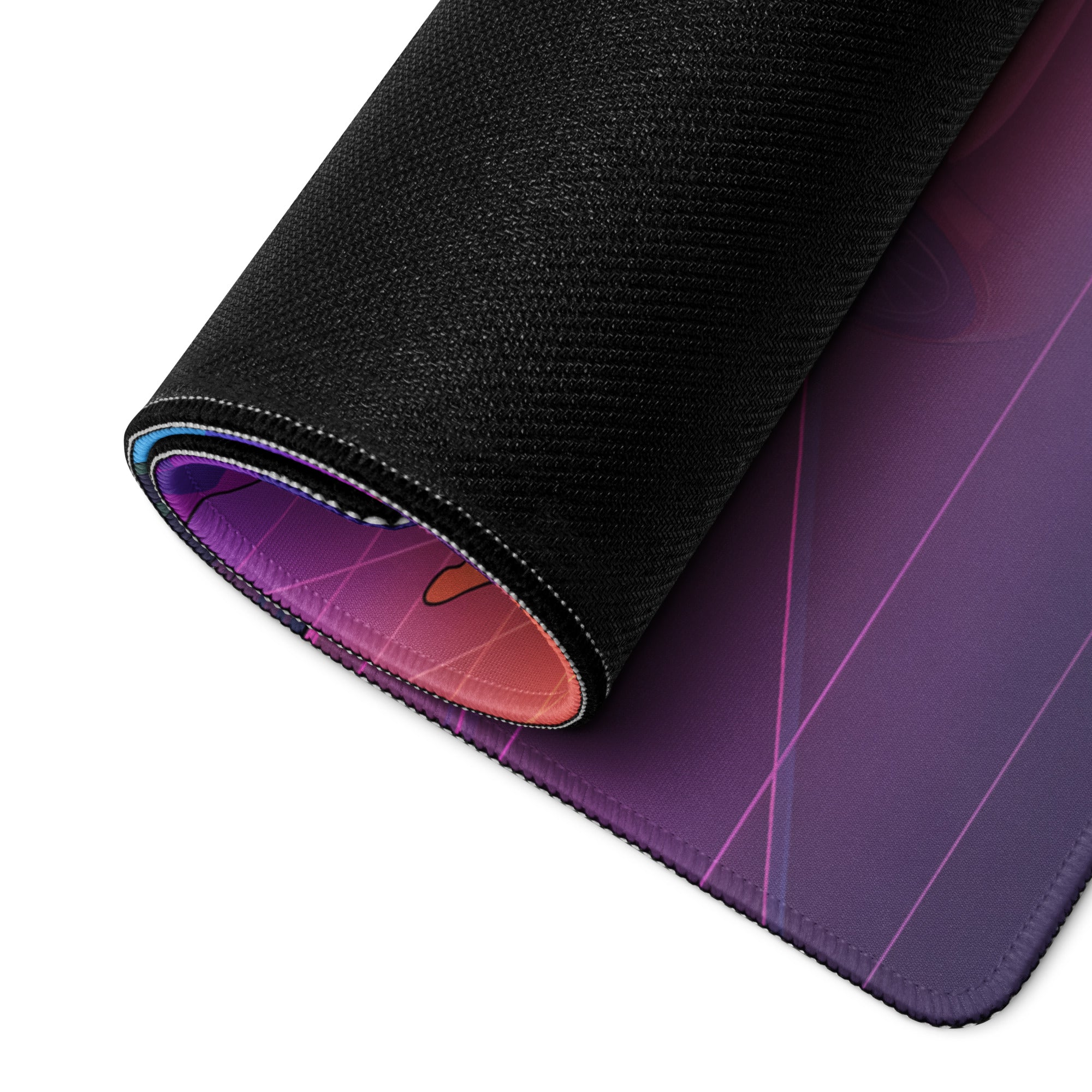 Mercedes-AMG GT3 Inspired Orange Purple Vaporwave Gaming Mouse Pad – Neon Sunset Racing Desk Mat with Retro Futuristic Synthwave Motorsport Art
