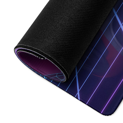 McLaren P1 GTR Inspired Orange White Vaporwave Gaming Mouse Pad – Neon Retro Futuristic Grid Desk Mat with Palm Trees and Synthwave Supercar Art