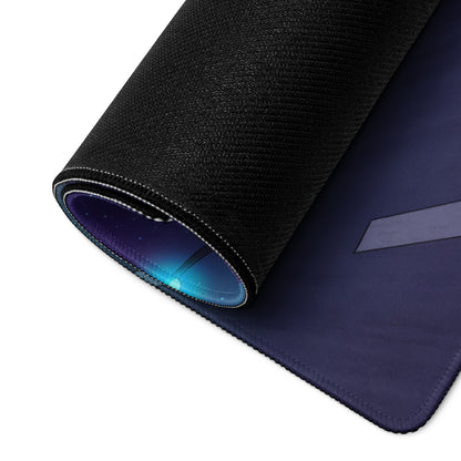 Nissan GT-R R35 Inspired Gray Blue Vaporwave Gaming Mouse Pad – Neon Cosmic Highway Desk Mat with Futuristic Anime JDM Motorsport Art