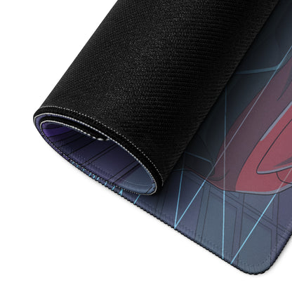 McLaren 765LT Spider Inspired Red Vaporwave Gaming Mouse Pad – Neon Cyberpunk Garage Desk Mat with Gold Wheels and Futuristic Supercar Digital Art