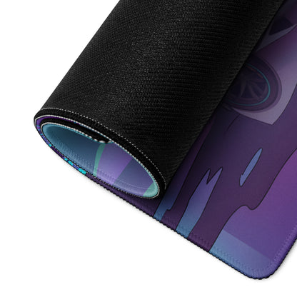 Lamborghini Huracán STO Inspired White Vaporwave Gaming Mouse Pad – Purple Cyan Tropical Waterfront Desk Mat with Dreamy Retro Futuristic Supercar Art