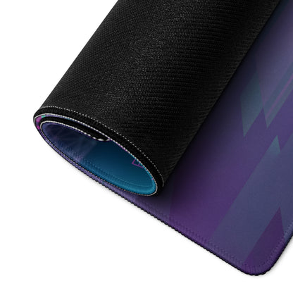McLaren P1 Inspired Orange Purple Vaporwave Gaming Mouse Pad – Neon Futuristic City Skyline Desk Mat with Geometric Mountains and Retro Synthwave Art