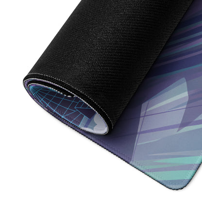 Lamborghini Centenario Roadster Inspired Silver Cyan Vaporwave Gaming Mouse Pad – Retro Futuristic Racing Desk Mat with Neon Grid Mountains and Dreamy Synthwave Artwork