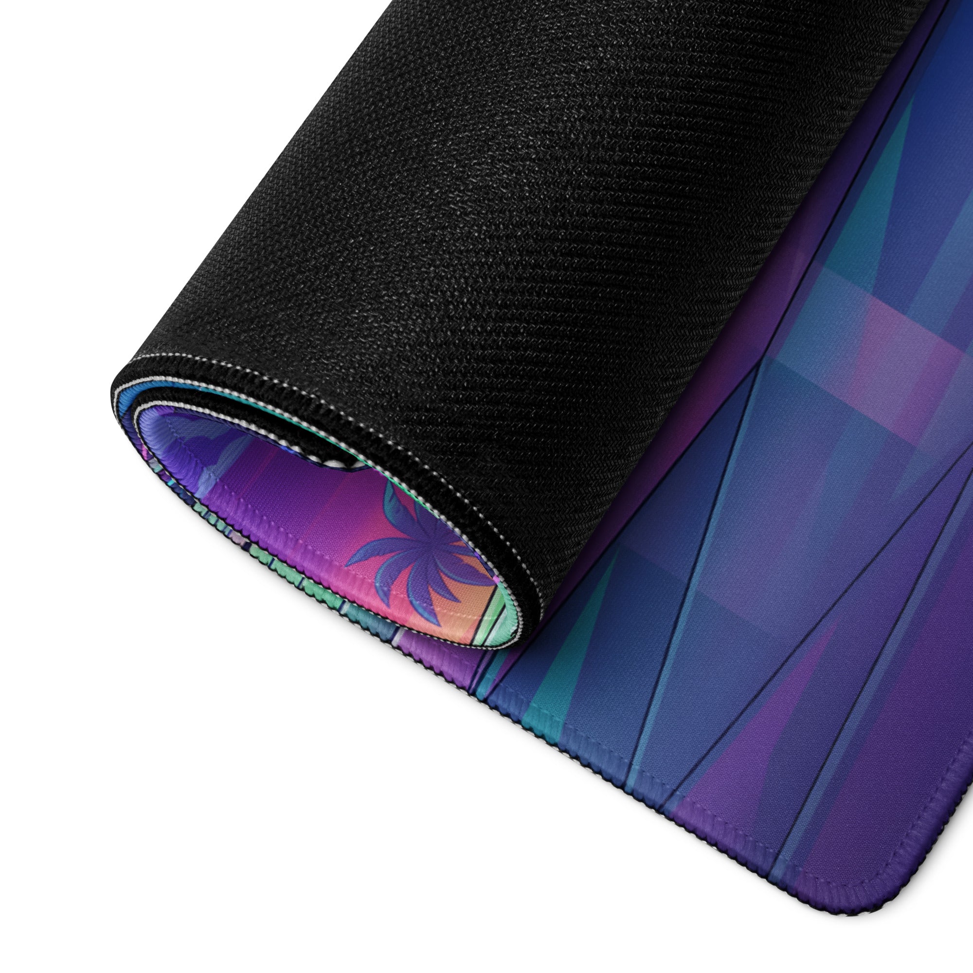 Lamborghini Sián Roadster Inspired Teal Purple Vaporwave Gaming Mouse Pad – Neon Luxury Garage Desk Mat with Retro Futuristic Supercar Artwork