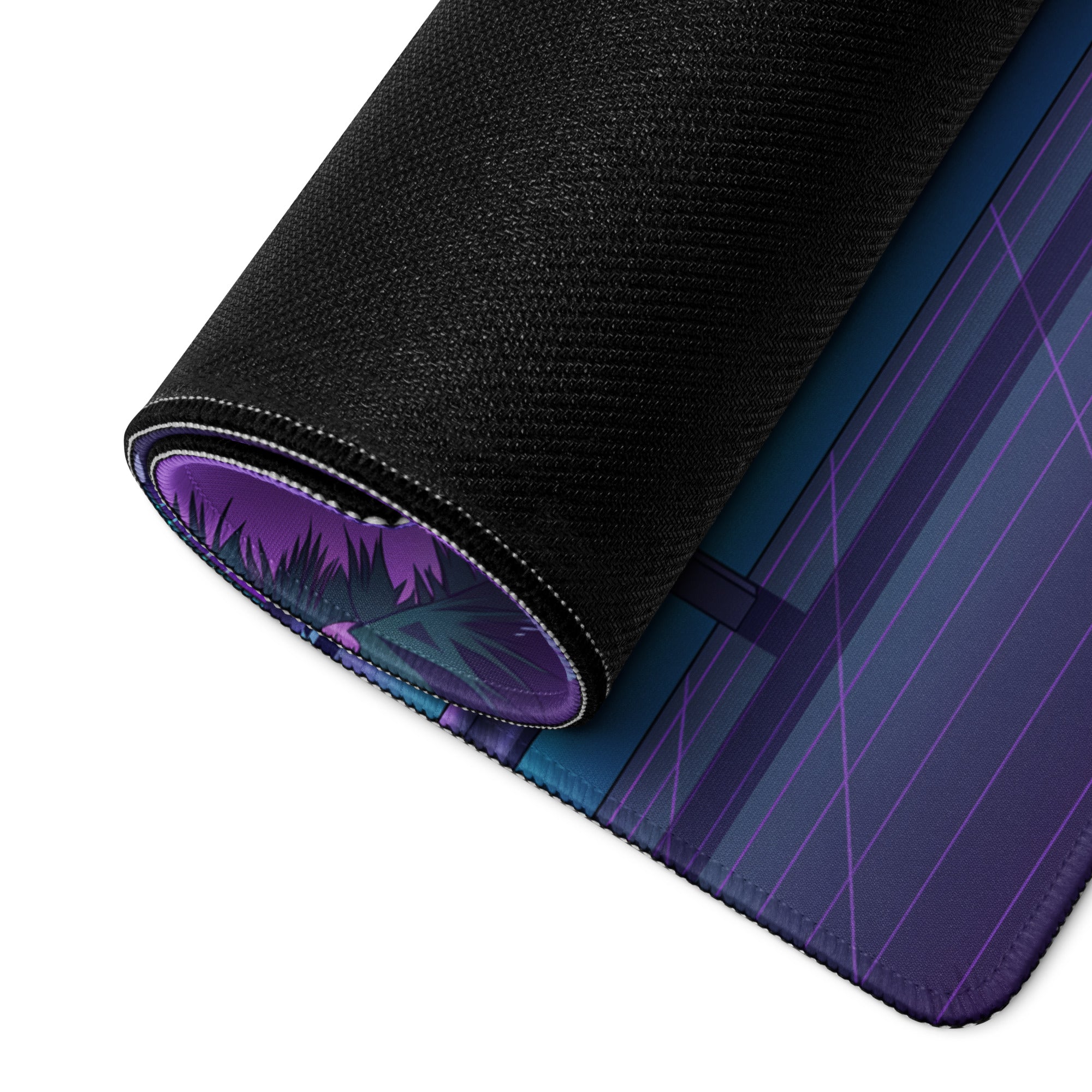 Lamborghini Huracán EVO Inspired Red Purple Vaporwave Gaming Mouse Pad – Neon Miami Skyline Desk Mat with Palm Trees and Retro Futuristic Artwork