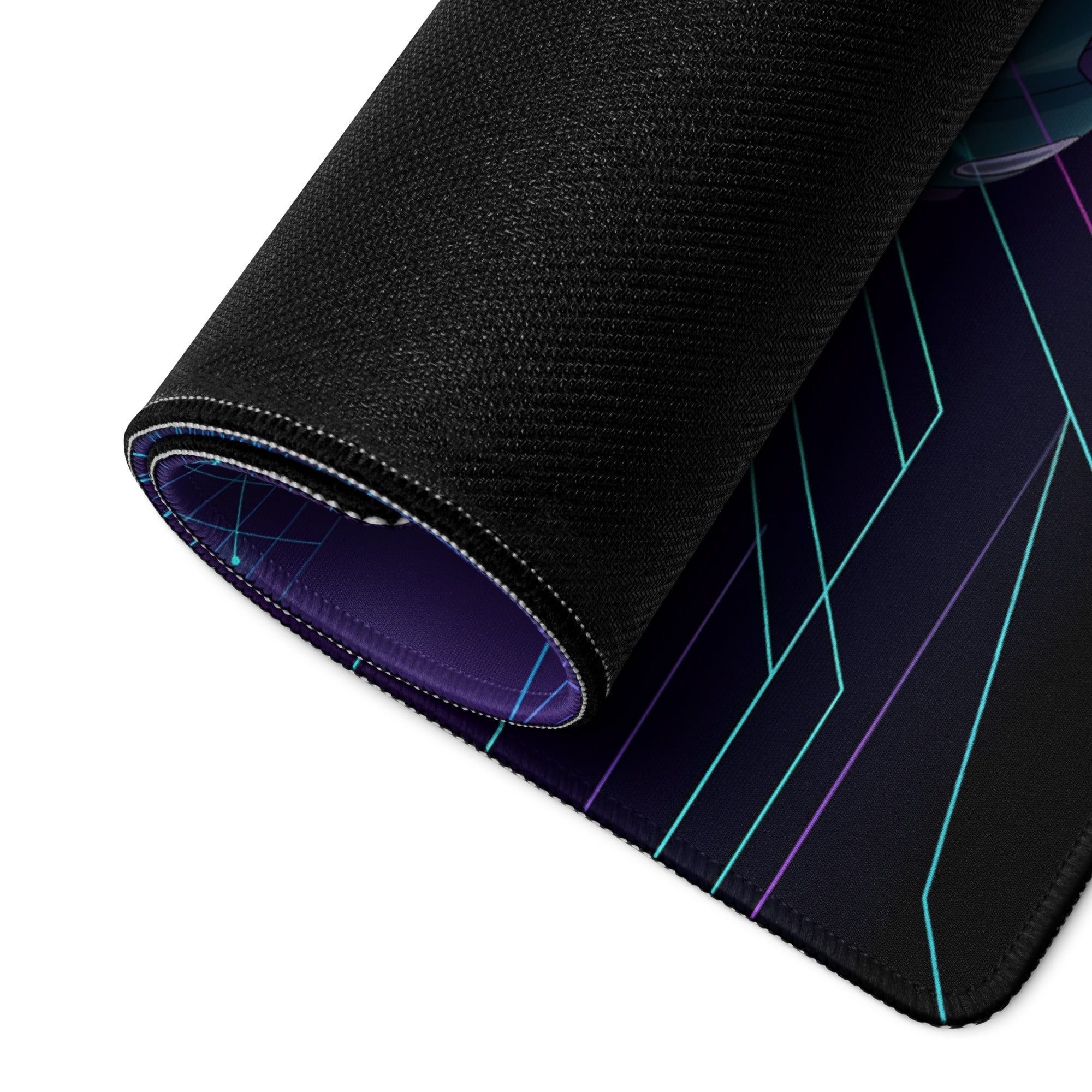 Koenigsegg Jesko Inspired Teal Purple Vaporwave Gaming Mouse Pad – Neon Grid Desk Mat, Retro Futuristic Supercar Digital Art, Cyberpunk Decor
