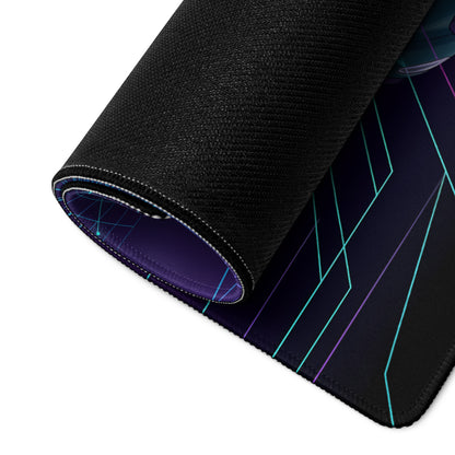 Koenigsegg Jesko Inspired Teal Purple Vaporwave Gaming Mouse Pad – Neon Grid Desk Mat, Retro Futuristic Supercar Digital Art, Cyberpunk Decor