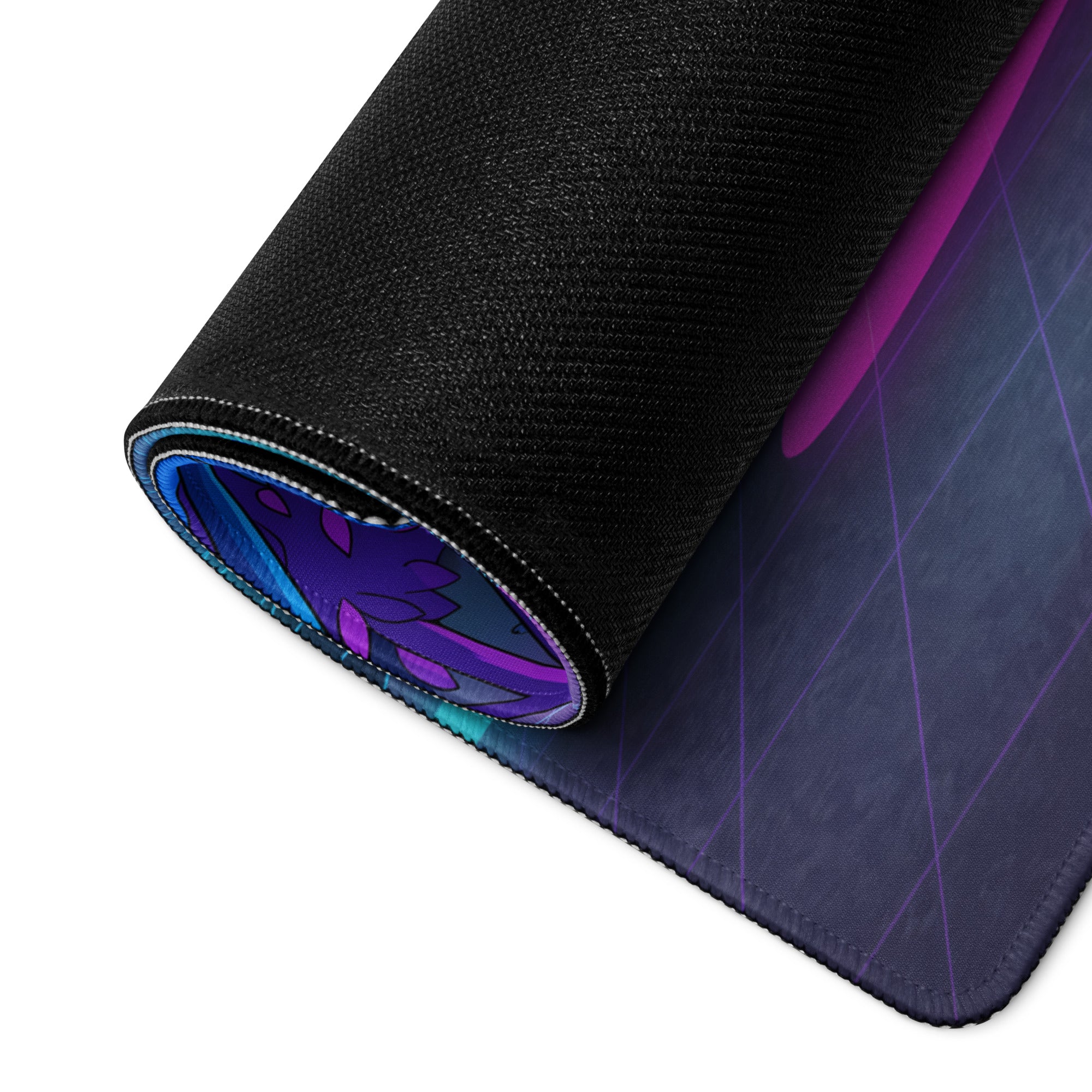 Pagani Huayra Roadster Inspired Silver Pink Vaporwave Gaming Mouse Pad – Neon Forest Grid Desk Mat, Retro Futuristic Hypercar Digital Art