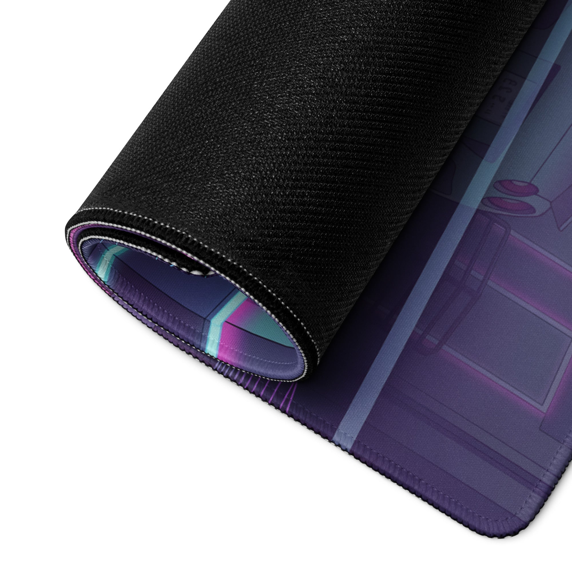 Nissan GT-R R35 Inspired Silver Purple Vaporwave Gaming Mouse Pad – Neon JDM Garage Desk Mat with Cyberpunk Nightscape and Reflective Synthwave Art