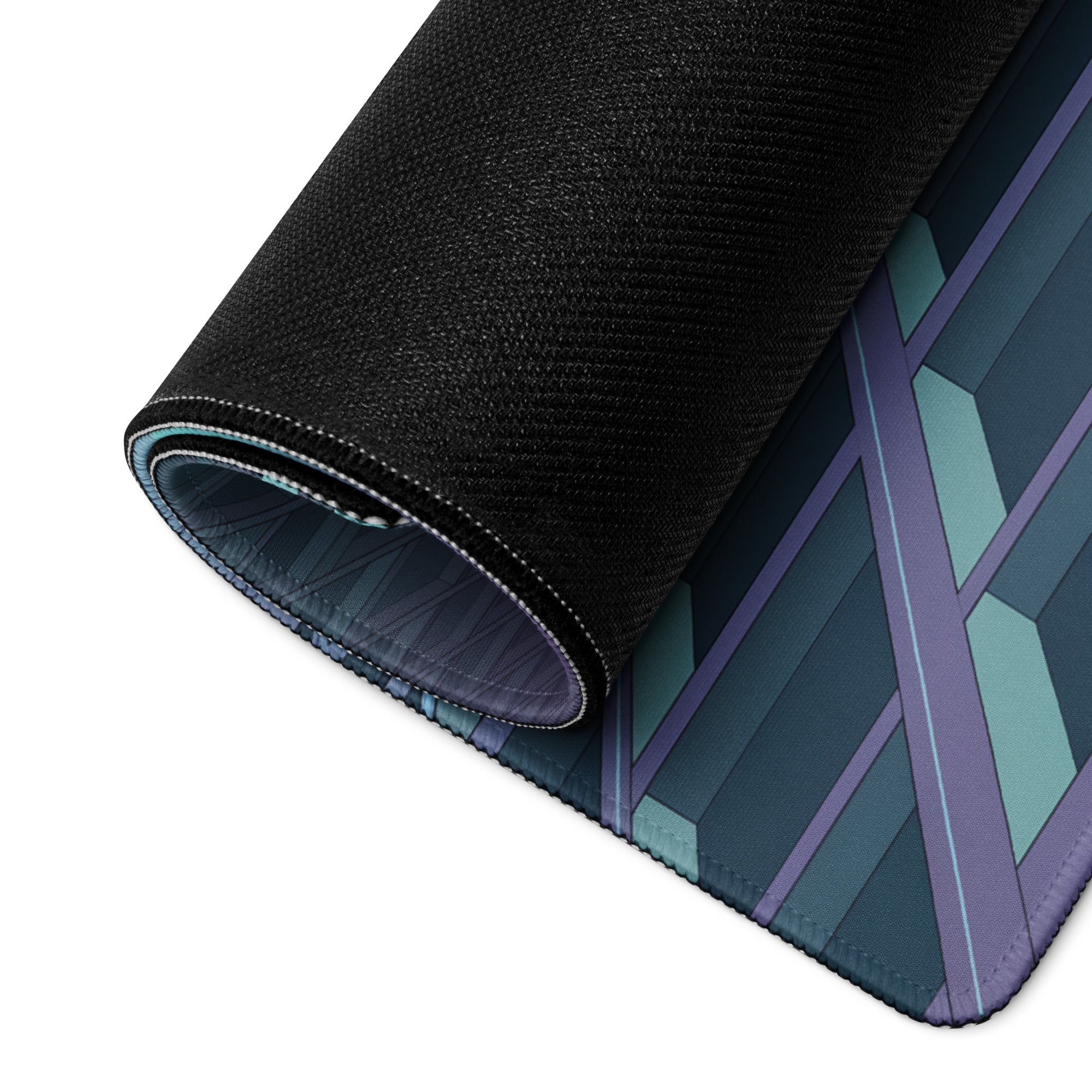 Porsche 911 GT3 RS Inspired Blue Purple Vaporwave Gaming Mouse Pad – Futuristic Grid Desk Mat with Geometric Cyberpunk Architecture and Synthwave Art