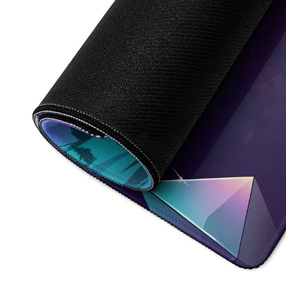 Ferrari LaFerrari Inspired Red Purple Vaporwave Gaming Mouse Pad – Neon Mountain Sunset Desk Mat with Retro Futuristic Palm Trees and Synthwave Supercar Art