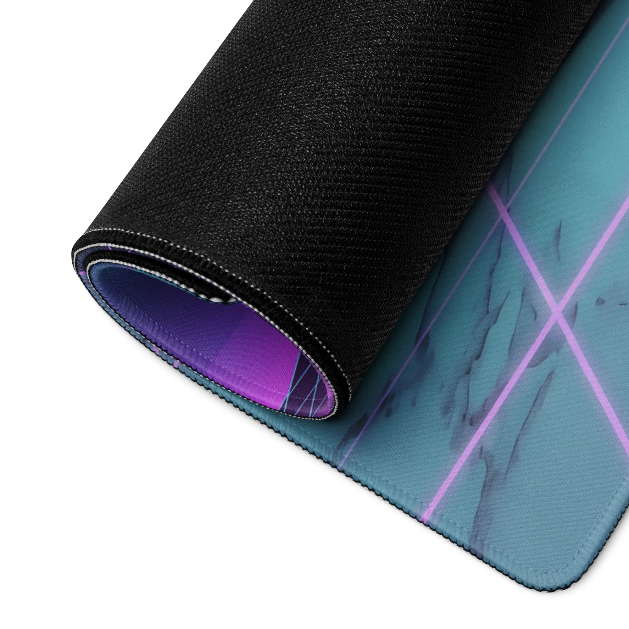 Lamborghini Countach Inspired White Purple Vaporwave Gaming Mouse Pad – Neon Sunset Grid Desk Mat with Retro Futuristic Palm Tree and Synthwave Supercar Art