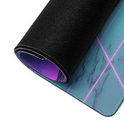 Lamborghini Countach Inspired White Purple Vaporwave Gaming Mouse Pad – Neon Sunset Grid Desk Mat with Retro Futuristic Palm Tree and Synthwave Supercar Art