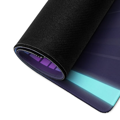 Audi R8 Inspired Blue Purple Vaporwave Gaming Mouse Pad – Neon Cyber Tunnel Desk Mat, Futuristic Speeding Supercar Digital Automotive Art