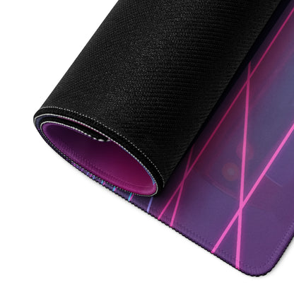 Ferrari F40 Inspired Red Purple Vaporwave Gaming Mouse Pad – Neon Retro Highway Desk Mat, Futuristic Cyberpunk Supercar Digital Artwork