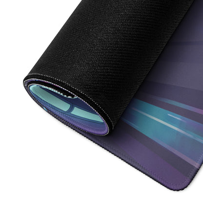 Porsche 911 Turbo S Inspired Black Purple Vaporwave Gaming Mouse Pad – Neon Cyberpunk Tunnel Desk Mat, Futuristic Racing Car Digital Artwork