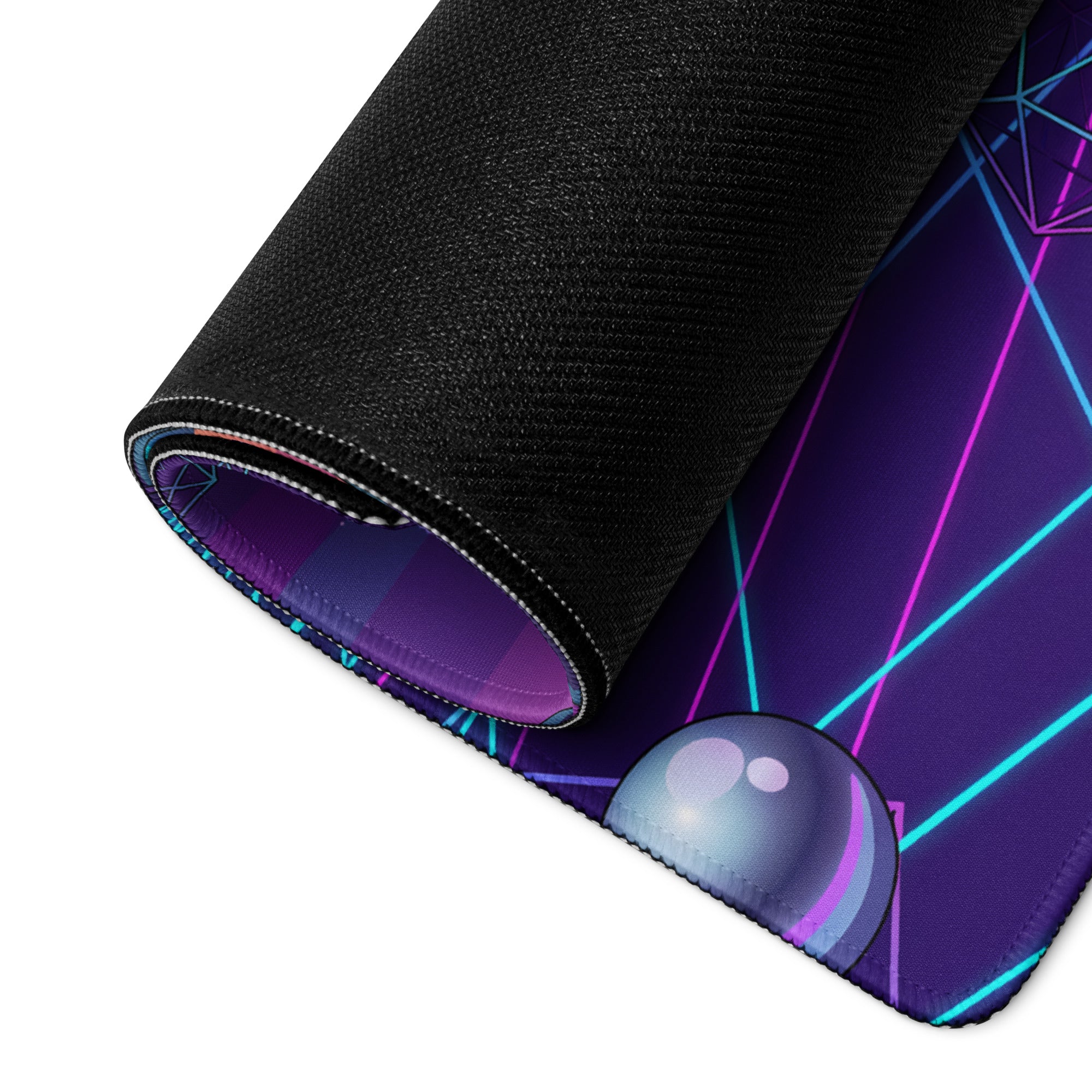 Dodge Challenger SRT Hellcat Inspired White Vaporwave Gaming Mouse Pad – Neon Cyan Pink City Desk Mat, Retro Futuristic Muscle Car Digital Art