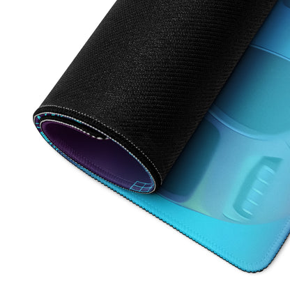 Bugatti Chiron Inspired Silver Purple Vaporwave Gaming Mouse Pad – Neon Cyan Pink Retro Futuristic City Desk Mat, Synthwave Hypercar Digital Art