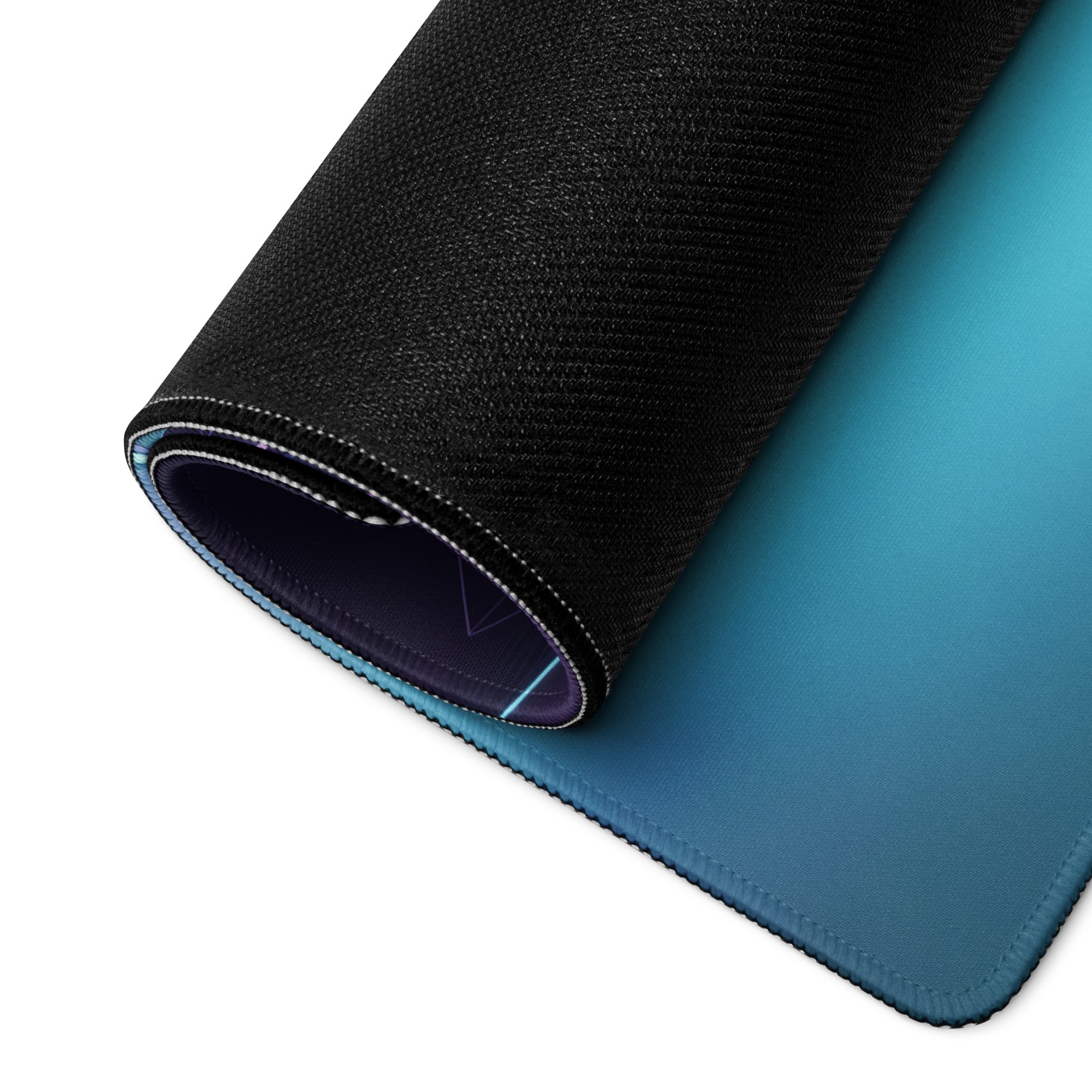 Ford GT Mk IV Inspired Silver Blue Vaporwave Gaming Mouse Pad – Neon Cyan Purple Futuristic Track Desk Mat, Geometric Supercar Digital Art