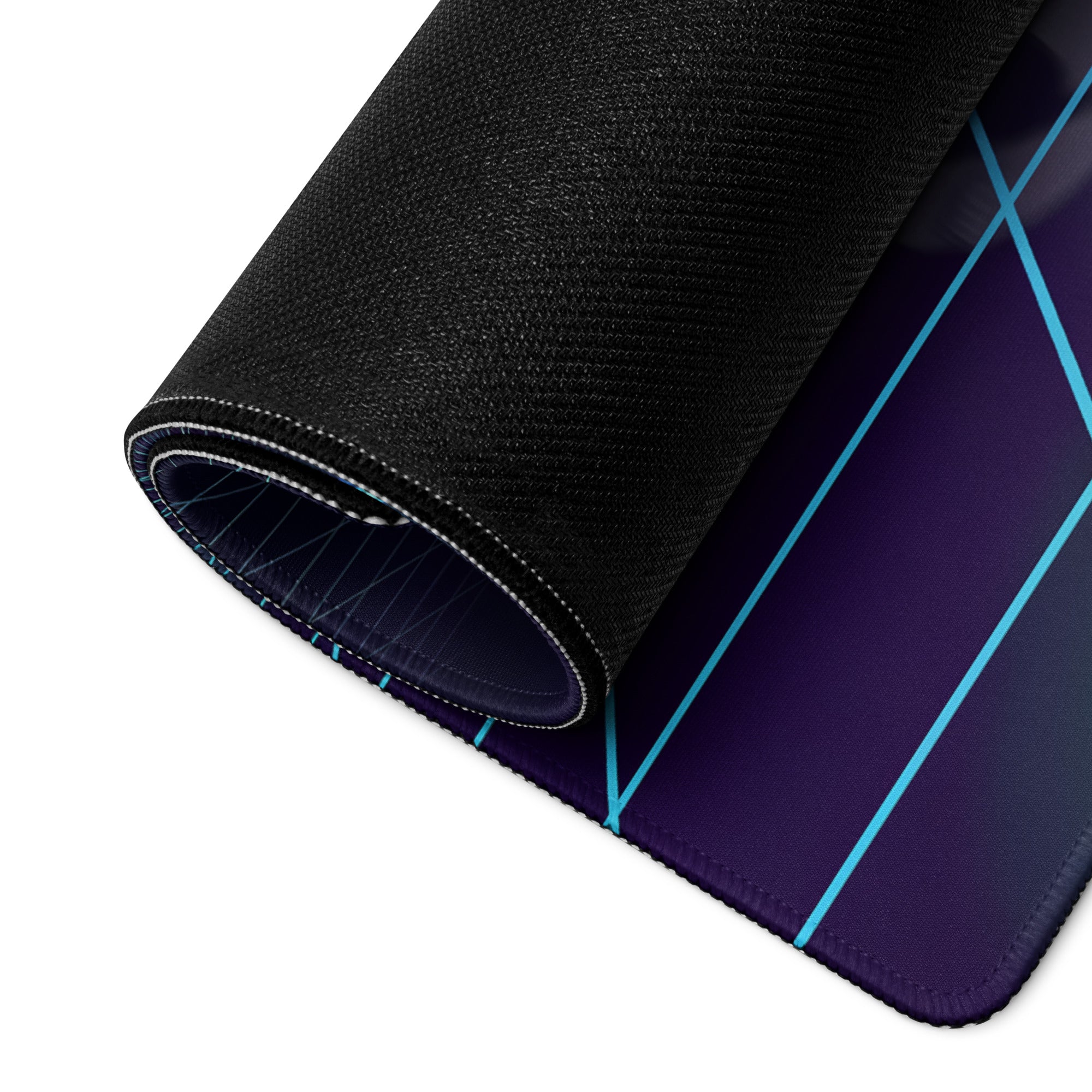 Bugatti Chiron Inspired White Purple Vaporwave Gaming Mouse Pad – Neon Grid Sunset Desk Mat, Retro Futuristic Hypercar Digital Artwork