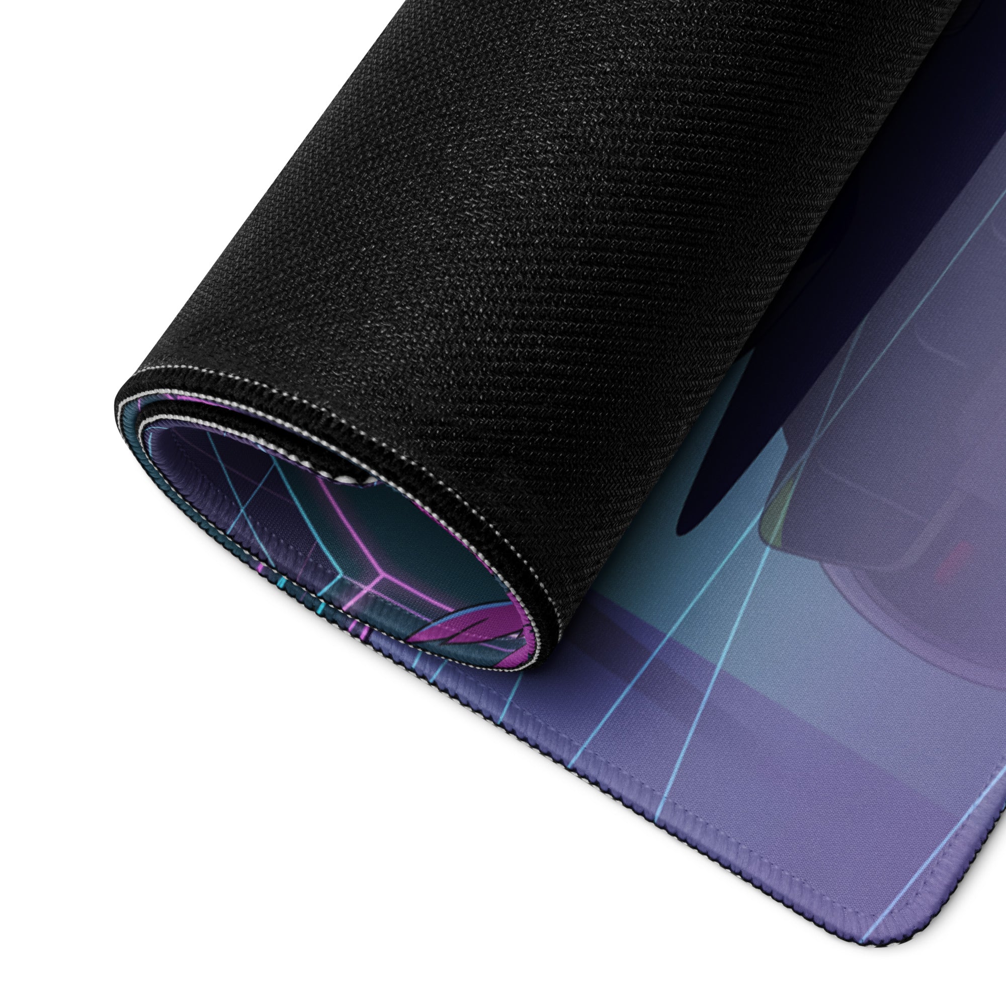 Koenigsegg Jesko Attack Inspired White Purple Vaporwave Gaming Mouse Pad – Neon Cyber City Desk Mat, Retro Futuristic Hypercar Digital Artwork