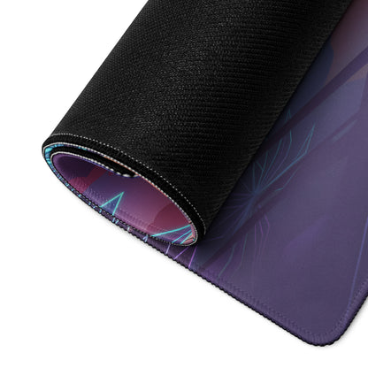Lamborghini Countach Inspired White Purple Vaporwave Gaming Mouse Pad – Neon Sunset City Desk Mat, Retro Futuristic Supercar Digital Artwork