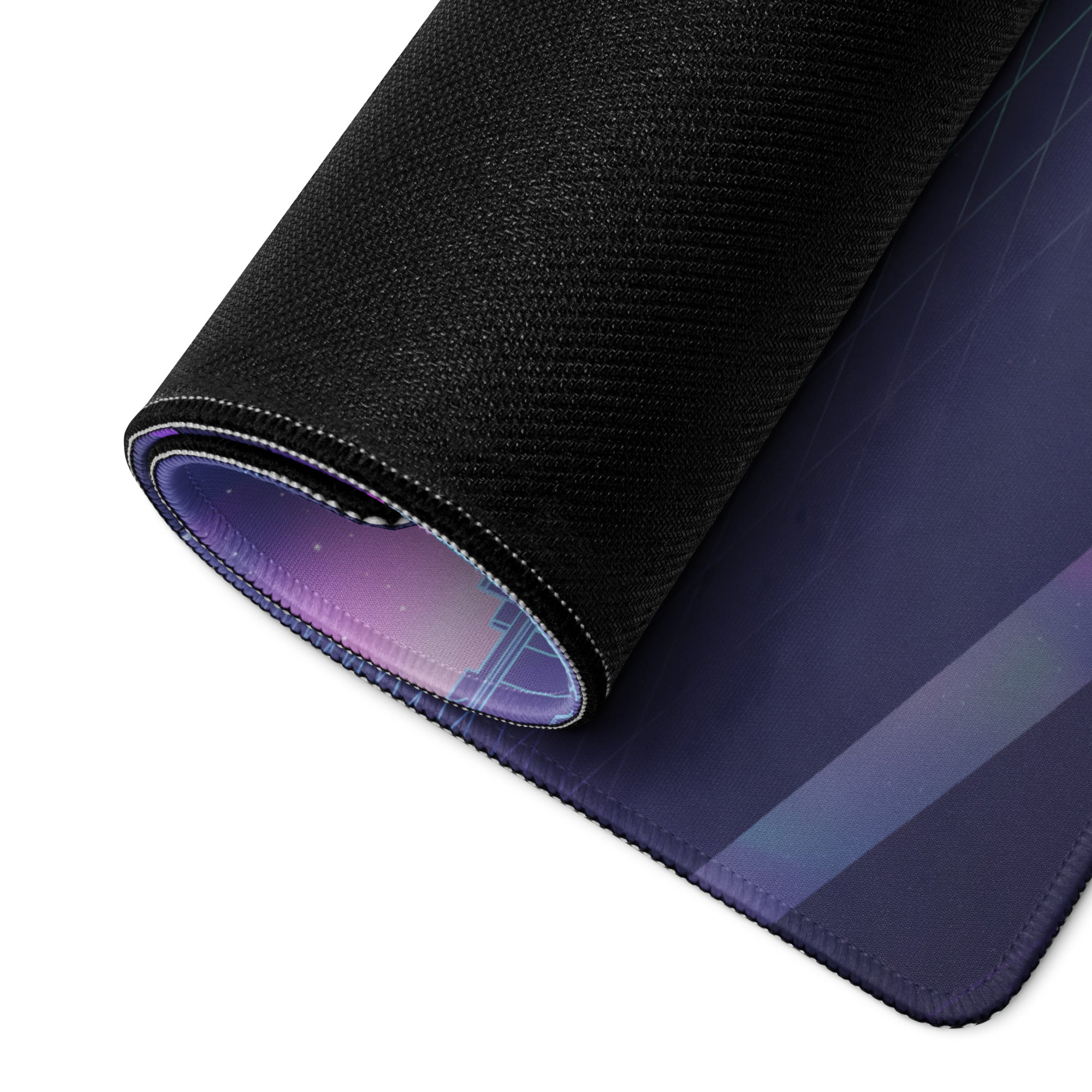 Hennessey Venom F5 Inspired Mint Green Purple Vaporwave Gaming Mouse Pad – Neon Cosmic Mountain Desk Mat, Futuristic Hypercar Digital Artwork