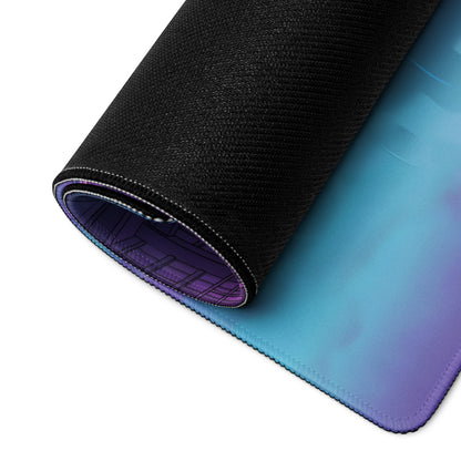 Koenigsegg Agera RS Inspired White Cyan Vaporwave Gaming Mouse Pad – Neon Private Jet Hangar Desk Mat, Futuristic Hypercar Digital Artwork