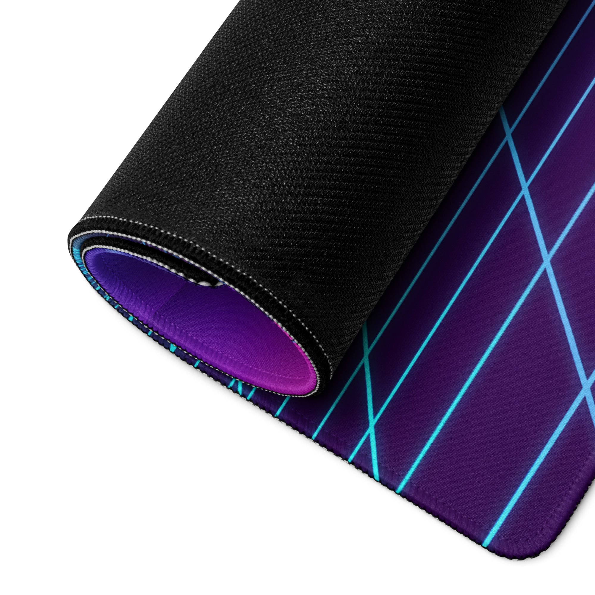 Koenigsegg Jesko Attack Inspired White Purple Vaporwave Gaming Mouse Pad – Neon Grid Mountain Desk Mat, Retro Futuristic Hypercar Digital Artwork