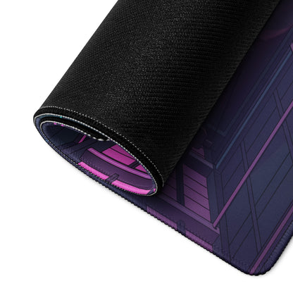 Lamborghini Revuelto Inspired Gray Cyan Vaporwave Gaming Mouse Pad – Neon Retro Garage Desk Mat, Futuristic Synthwave Supercar Digital Artwork