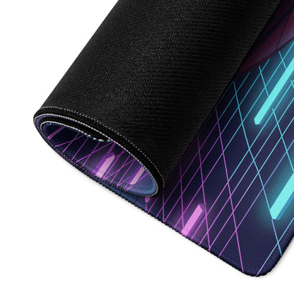 Ferrari F40 Inspired Red Cyan Vaporwave Gaming Mouse Pad – Neon Retro Garage Desk Mat, Futuristic Synthwave Supercar Digital Artwork