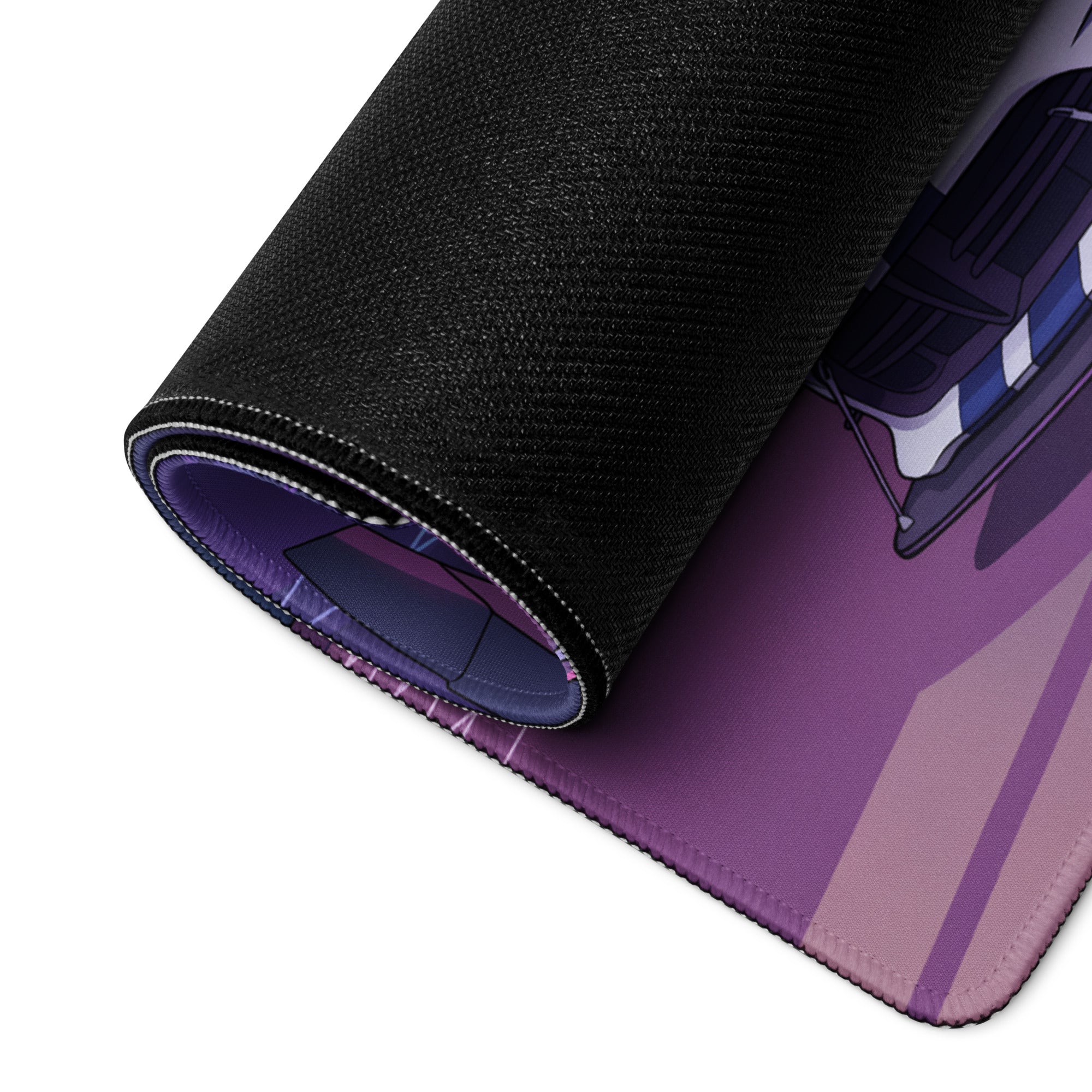 Dodge Viper ACR Inspired White Purple Vaporwave Gaming Mouse Pad – Neon Futuristic Raceway Desk Mat, Retro Synthwave Sports Car Digital Artwor