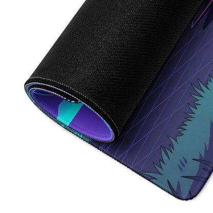 Koenigsegg Jesko Attack Inspired White Cyan Vaporwave Gaming Mouse Pad – Neon Mountain Road Desk Mat, Retro Futuristic Hypercar Digital Artwork