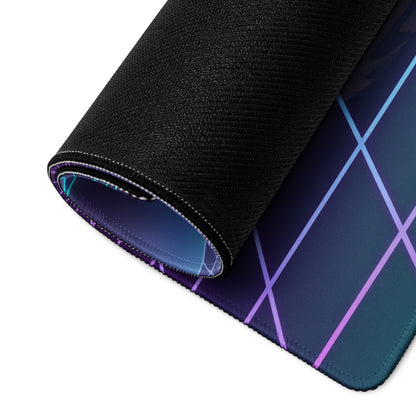 Koenigsegg Jesko Inspired Champagne Vaporwave Gaming Mouse Pad – Neon Grid Mountain Desk Mat, Retro Futuristic Synthwave Hypercar Digital Art