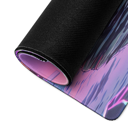 Porsche 911 GT3 Touring Inspired Forest Green Vaporwave Gaming Mouse Pad – Neon Sunset Mountain Desk Mat, Retro Futuristic Synthwave Sports Car Art