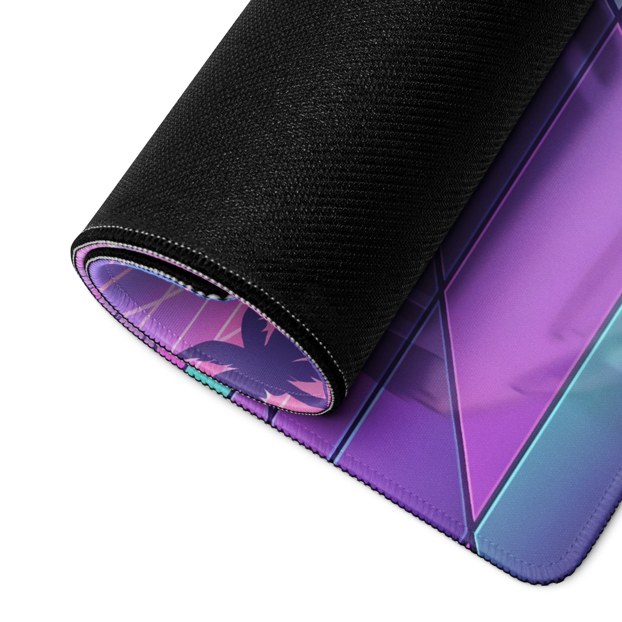Porsche 911 GT3 RS Inspired White Vaporwave Gaming Mouse Pad – Pastel Neon Palm Grid Desk Mat, Retro Futuristic Synthwave Sports Car Digital Art