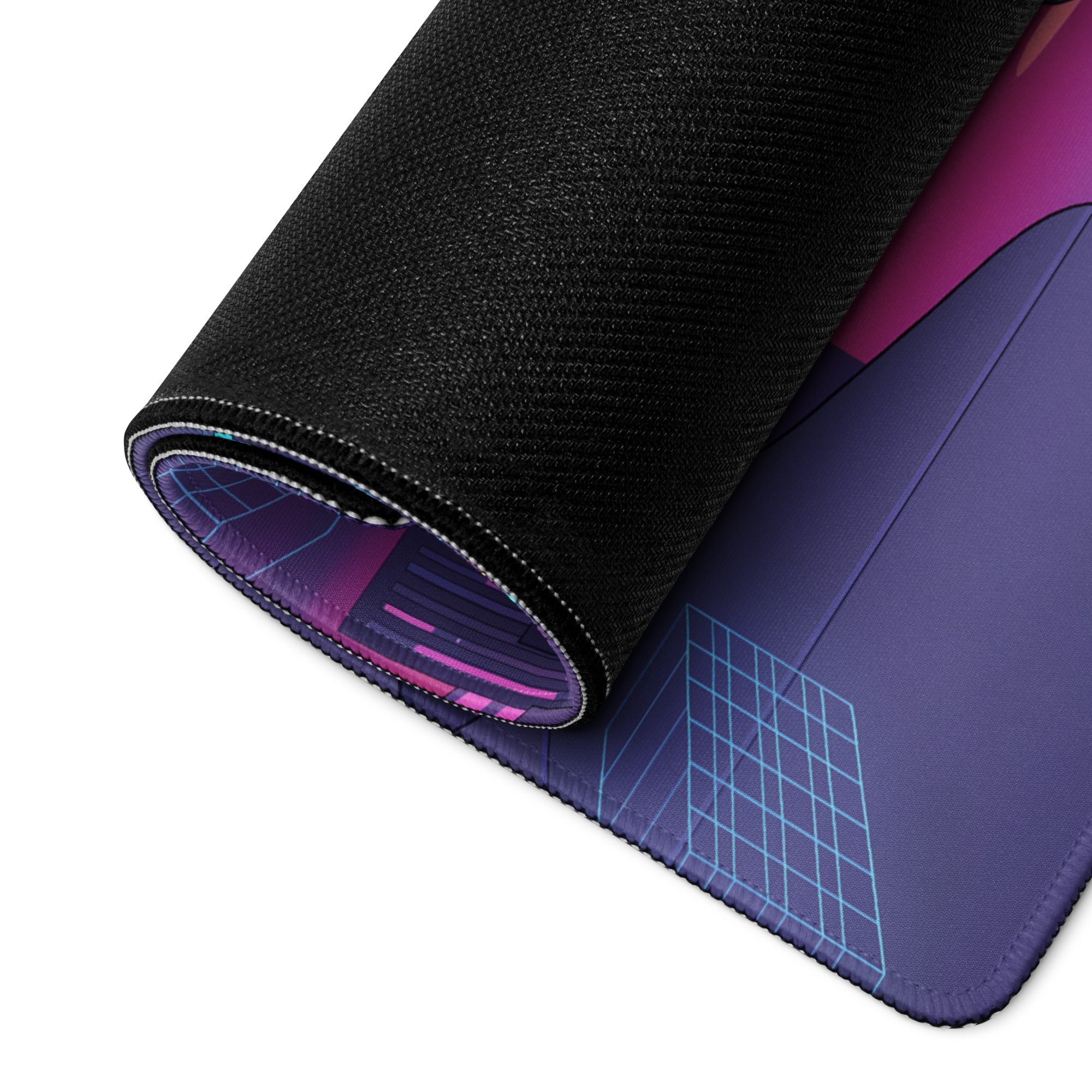 Audi R8 V10 Inspired Blue Purple Vaporwave Gaming Mouse Pad – Neon Cyber City Desk Mat, Retro Futuristic Supercar Reflection Digital Art
