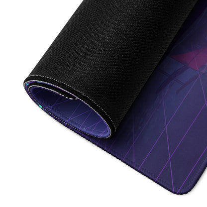 Cadillac V-Series.R Inspired Red Black Vaporwave Gaming Mouse Pad – Neon Retro Gas Station Desk Mat, Futuristic Le Mans Hypercar Digital Art