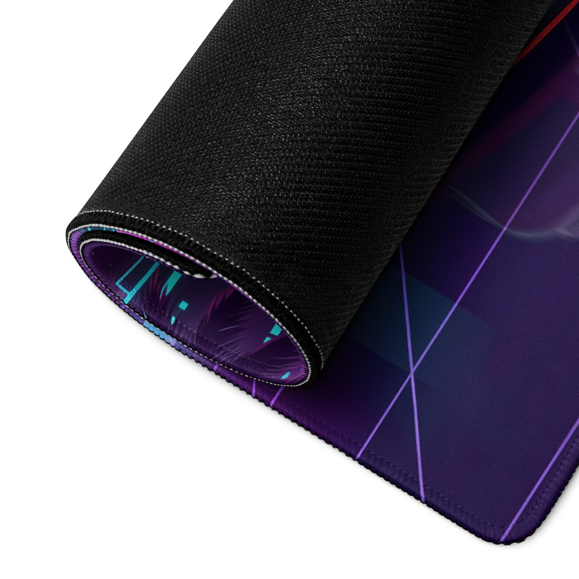 Audi R8 LMS GT3 Inspired White Red Vaporwave Gaming Mouse Pad – Neon Cyber City Desk Mat, Retro Futuristic Racing Car Digital Art