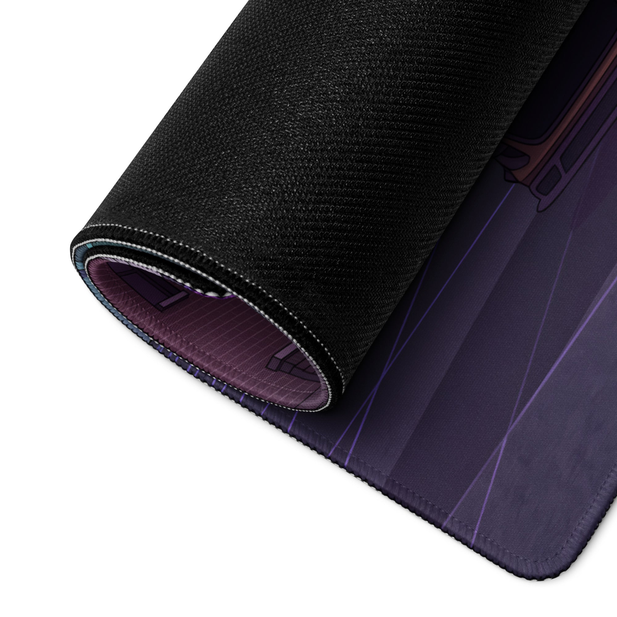 Audi R8 Inspired Bronze Purple Vaporwave Gaming Mouse Pad – Neon Retro Futuristic City Desk Mat, Cyberpunk Supercar Digital Art