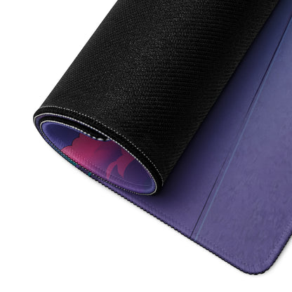 Audi R8 Inspired Black Purple Vaporwave Gaming Mouse Pad – Neon Mountain Lake Parking Lot Desk Mat, Retro Futuristic Supercar Digital Art