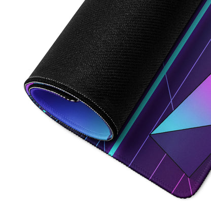 Mercedes-AMG F1 W14 Inspired Black Teal Vaporwave Gaming Mouse Pad – Neon Retro Grid Desk Mat, Futuristic Formula Racing Digital Artwork