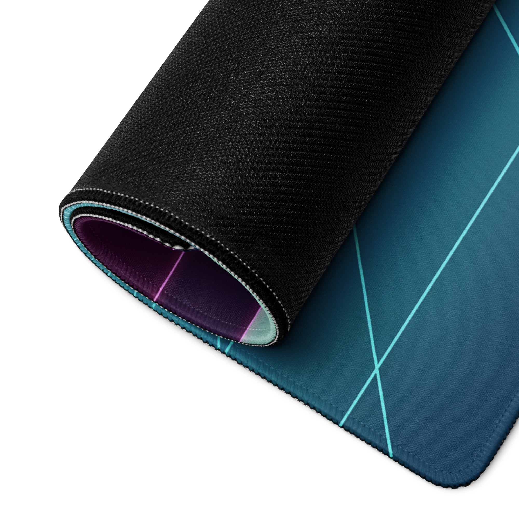 Ford GT Mk IV Inspired Blue Cyan Vaporwave Gaming Mouse Pad – Neon Futuristic City Grid Desk Mat, Retro Synthwave Race Car Digital Artwork